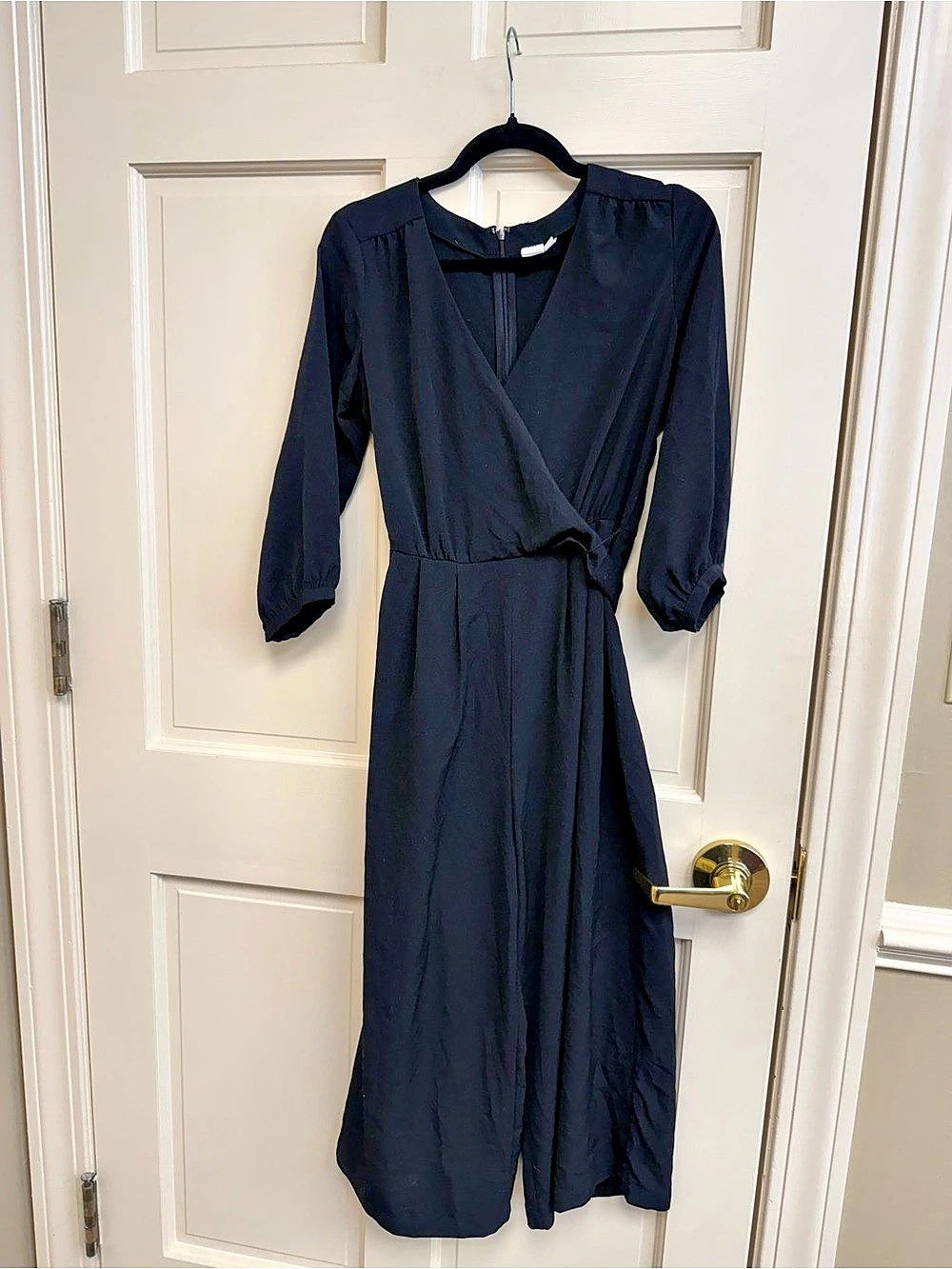 Gap Black Faux Wrap Wide Leg Jumpsuit